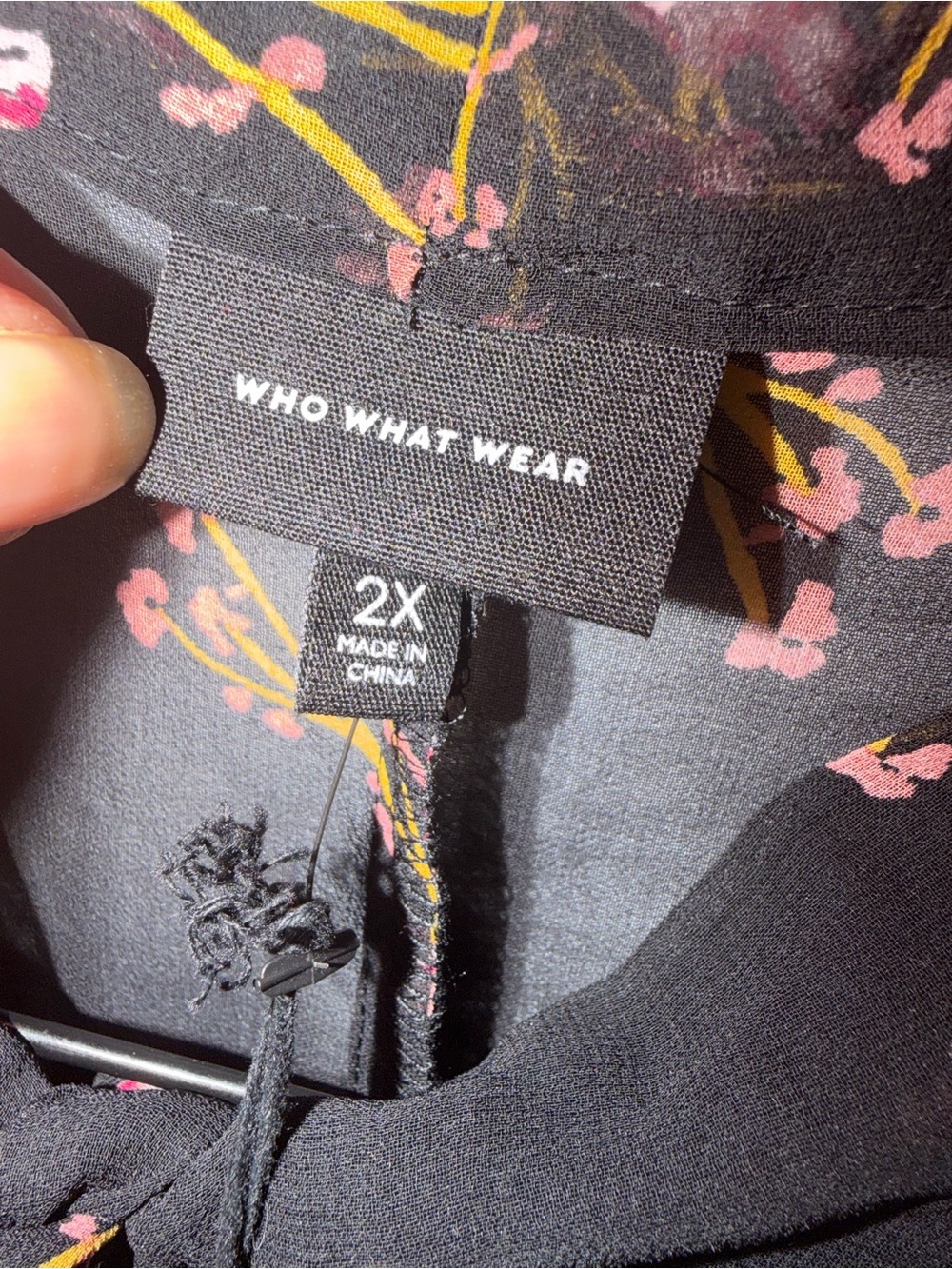 Who What Wear Black Floral Midi Dress with Tie-Neck - Picture 9 of 13